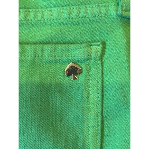 Sz 26‎ Women's KATE SPADE NY Perry Straight Skinny Play Hooky Lime Green Jeans - Picture 3 of 6